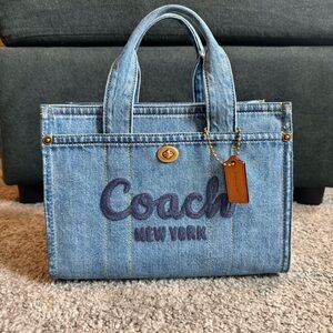 Coach Retail Denim Cargo Tote 26 With Crossbody Strap